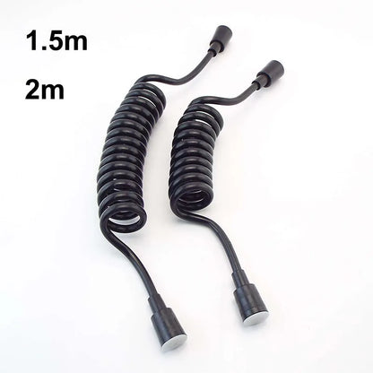 Accesorios de plomería negros de 1,5 m, 2 m y 3 m, manguera flexible de resorte para agua, manguera retráctil para línea telefónica, cabezal de ducha, para inodoro y bidé.