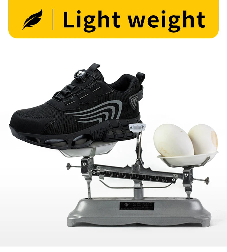 Zapatos de seguridad nuevos con botón giratorio para hombre, zapatos de trabajo antiimpacto y antiperforación, zapatos deportivos de moda para hombre y zapatos de seguridad profesionales.
