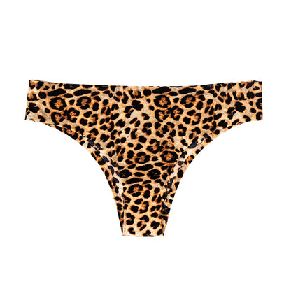 WarmSteps - Conjunto de 3 tangas sexys de leopardo para mujer, ropa interior femenina sin costuras, bragas estampadas de seda helada, 2024