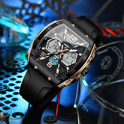 Reloj militar digital LIGE para hombre, resistente al agua hasta 50 m, LED, de cuarzo, deportivo, grande, Masculino