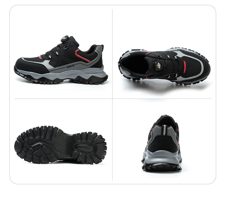 Zapatos de seguridad tipo zapatillas ligeras y transpirables con puntera de acero, diseño antiperforación, amortiguación de impactos y protección antiaplastamiento, calzado de trabajo para hombre.