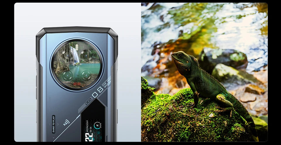 Teléfono robusto DOOGEE V40 Pro 5G versión global, pantalla de 6,78", 16 GB + 512 GB, dimensiones 7300, cámara con IA de 200 MP, 8680 mAh, cargador rápido de 33 W.