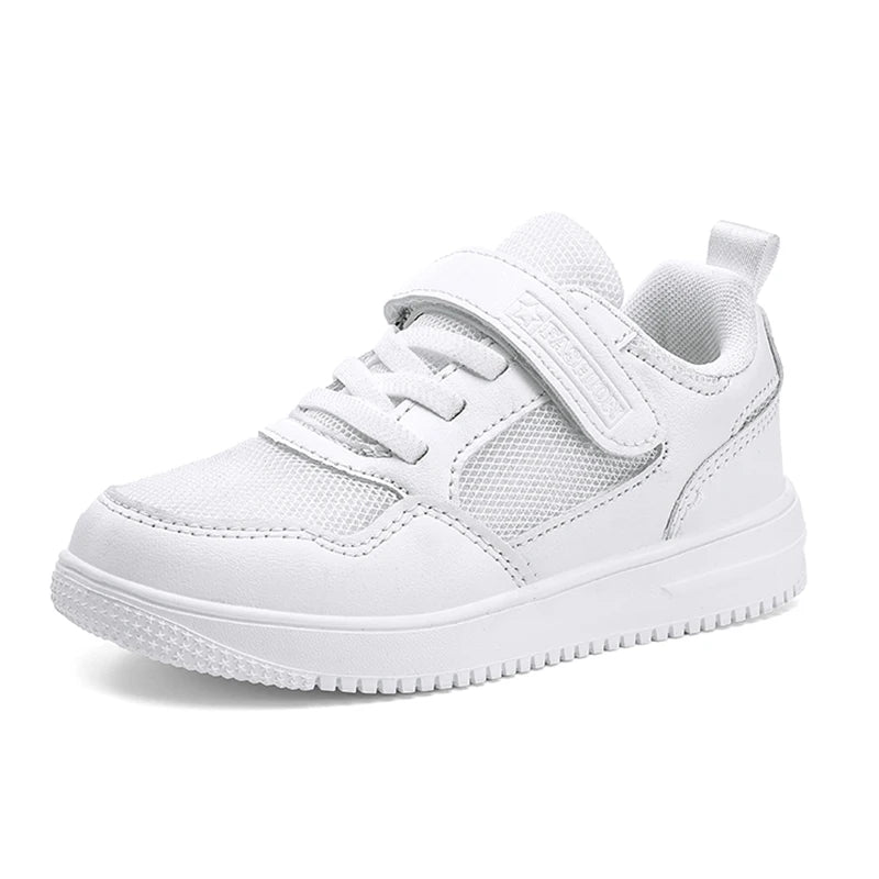 Zapatillas deportivas para niños, zapatos casuales para niños, zapatos planos de cuero negro para caminar para estudiantes, calzado deportivo ligero antideslizante para niñas, calzado de tenis