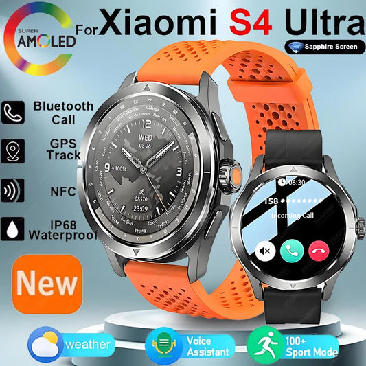 Reloj inteligente deportivo XIAOMI S4 Ultra con GPS para hombre, pantalla AMOLED HD, Bluetooth, llamadas, NFC, control del ritmo cardíaco, resistente al agua hasta 5 ATM