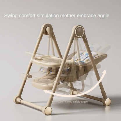 Silla de comedor multifunción para niños, ajustable, 2 en 1, con rueda cardán suave, plegable, reclinable, trona para bebé
