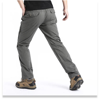 Pantalones cargo de algodón de alta calidad para hombre, pantalones tácticos informales con múltiples bolsillos para primavera y otoño, para acampar al aire libre, senderismo y trabajo.
