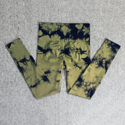 Pantalones de yoga sin costuras, gruesos, ajustados, de talle alto, deportivos, teñidos en lana, con efecto melocotón en los glúteos, largos y ceñidos, para hacer ejercicio.