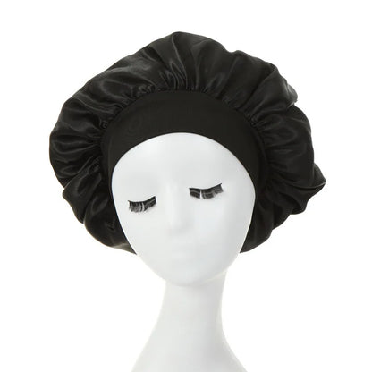 Gorro de dormir para mujer, gorro de seda satinado de doble capa, ajustable, para ducha, para cabello rizado, accesorios de peinado.