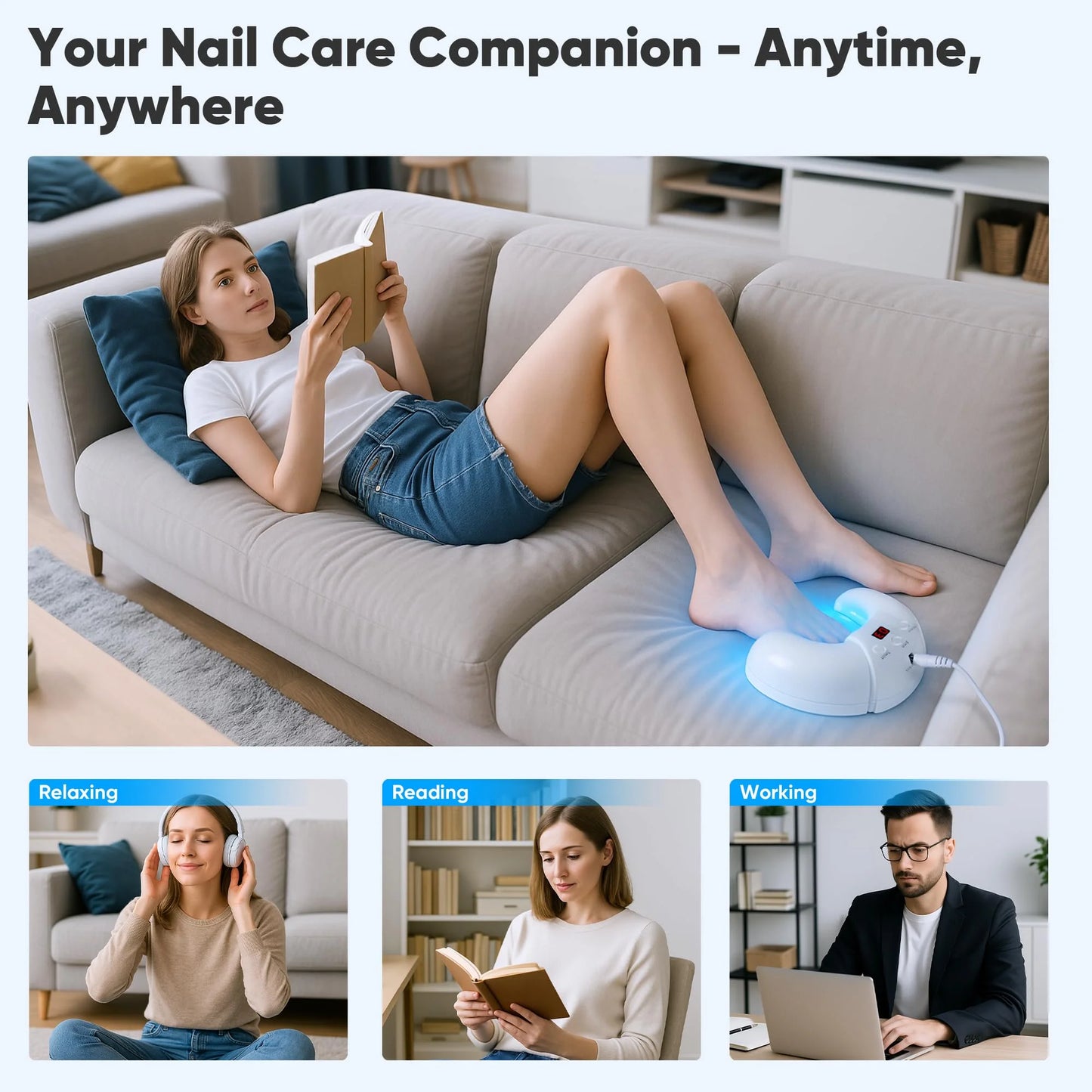 Dispositivo láser para hongos en las uñas, para múltiples uñas de los pies y de las manos. Solución reparadora para uñas dañadas y descoloridas para uso doméstico.