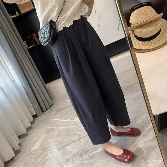Pantalones de maternidad de primavera y otoño, nuevos, de talla grande, de trabajo, de pierna ancha, holgados, finos, de ocio, de nueve minutos, ropa de maternidad