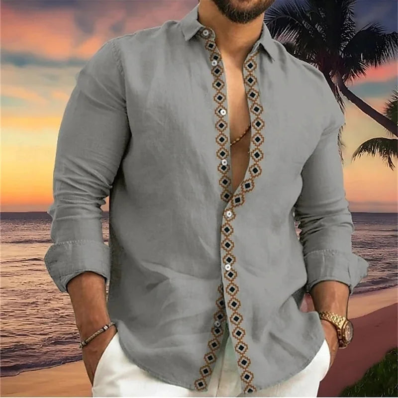 2025 Men's Spring and Summer Casual Long Sleeve Shirt/Men's Lapel Button Slim Casual Shirt Large Size XS-6XL High Quality