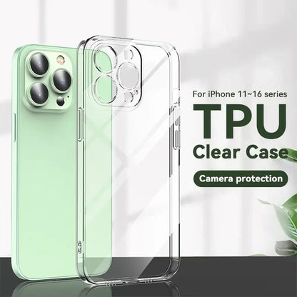 Funda de silicona transparente para iPhone 11, 12, 13, 14, 12 Mini, X, XS, XR, carcasa trasera suave de TPU transparente