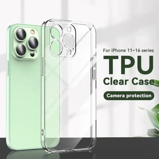 Funda de silicona transparente para iPhone 11, 12, 13, 14, 12 Mini, X, XS, XR, carcasa trasera suave de TPU transparente