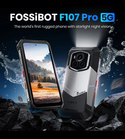 Teléfono móvil resistente Fossibot F107 Pro, 30 (12+18) GB + 512 GB, Android 15, batería de 28000 mAh, carga rápida de 66 W, cámara de 200 MP + 32 MP, 5G, NFC/GPS, doble linterna brillante.