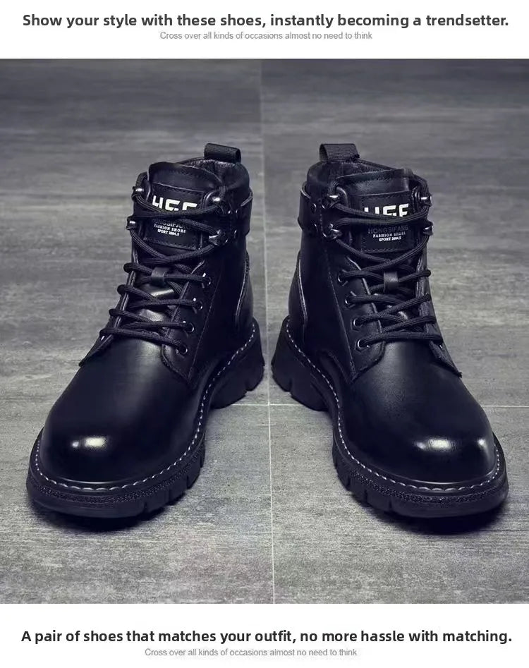 Botas de hombre de piel suave con forro interior, informales, para otoño e invierno, de alta calidad, versátiles, cómodas y que combinan con todo.