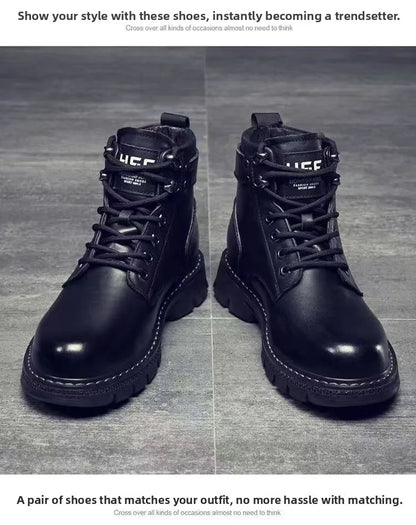 Botas de hombre de piel suave con forro interior, informales, para otoño e invierno, de alta calidad, versátiles, cómodas y que combinan con todo.