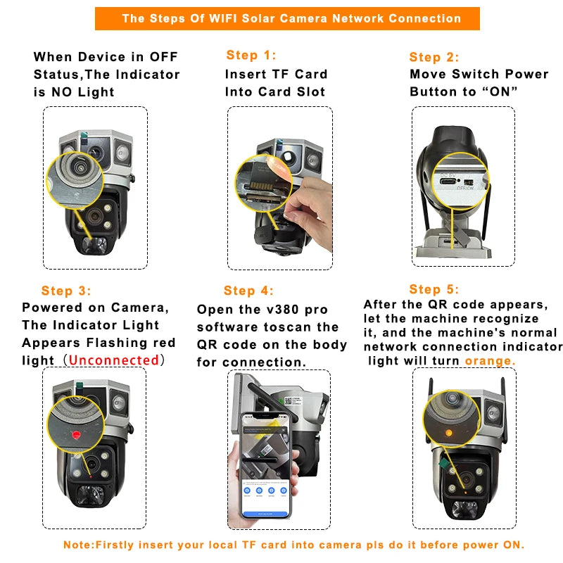 Cámara solar exterior V380Pro de 12 MP con IP 4G/WiFi, visión nocturna HD, seguimiento PTZ, detección de movimiento PIR y seguridad para el hogar (CCTV inteligente).
