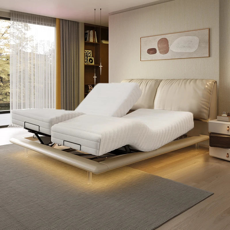 Cama inteligente para dormitorio, sofá de masaje de lujo, diseño moderno, cama de masaje de madera, dormitorio sencillo, sala de estar matrimonial, muebles