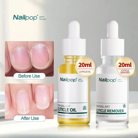 Juego de herramientas de manicura Nailpop con suavizante para eliminar la piel muerta, aceite nutritivo para cutículas, reparador de uñas, hidratante y brillante (20 ml)