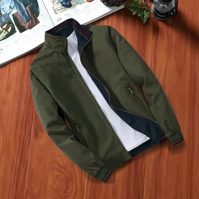 Chaqueta informal de doble cara para hombre, otoño invierno 2024, para llevar al revés, profesional, de negocios, formal, ajustada.