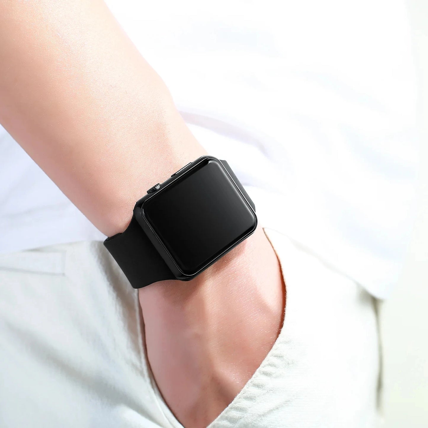 Reloj digital sencillo para hombre y mujer, reloj electrónico deportivo de moda con LED, pulsera de silicona negra, reloj informal para hombre, reloj para hombre