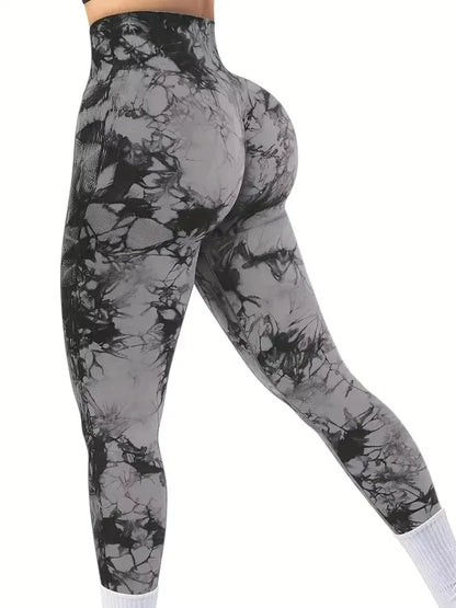 Mallas para mujer, leggings tie-dye, cintura alta, levanta glúteos, control de abdomen, push-up, sin costuras, pantalones de yoga, ropa deportiva para gimnasio.