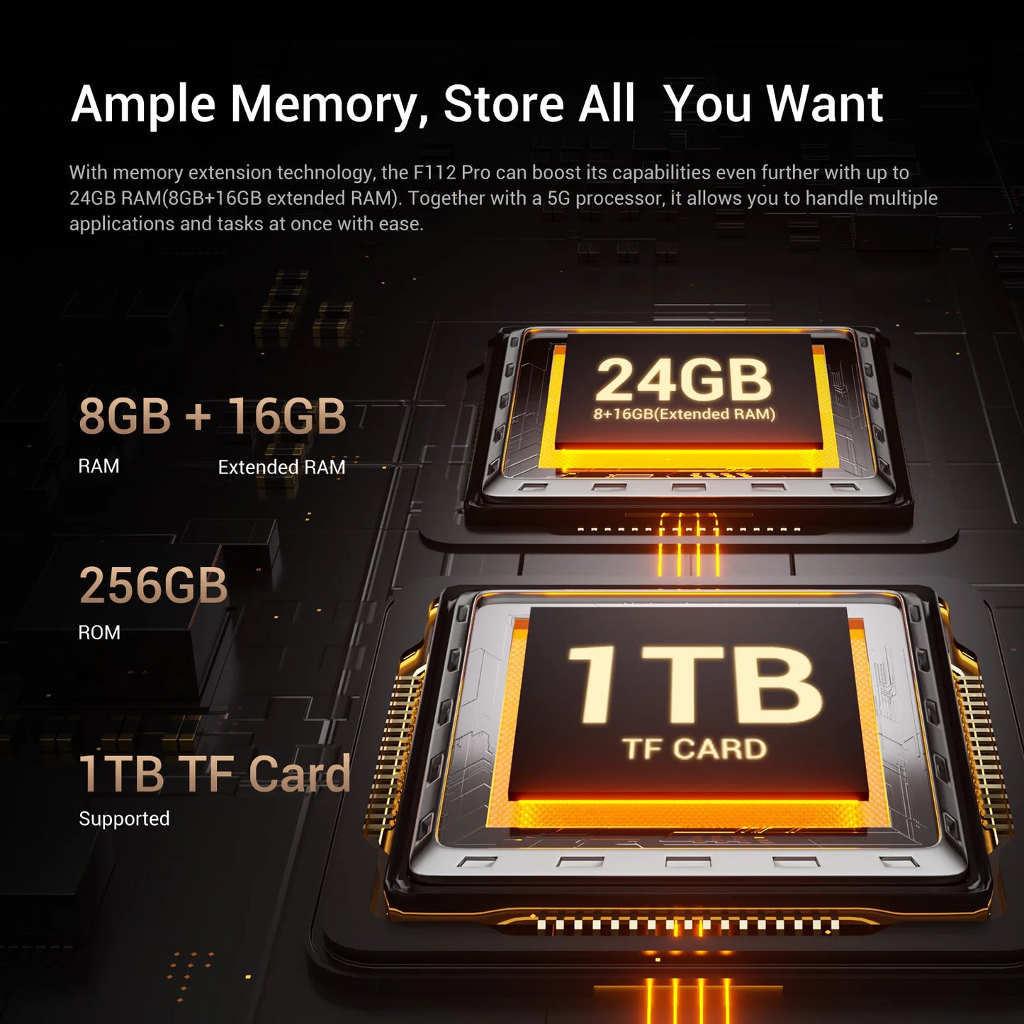 [Estreno mundial] Fossibot F112 PRO 5G Smartphone resistente, pantalla HD+ de 6,88", batería de 7150 mAh, 24 GB (8+16) + 256 GB, Android 14, cámara de 50 MP