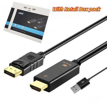 Cable HDMI a DP de 1,8 m (4K, 60 Hz), adaptador convertidor HDMI 2.0 a DisplayPort de 1,8 m (6 pies) con cable de alimentación USB para PS5, PS4 Pro, PC y portátil.