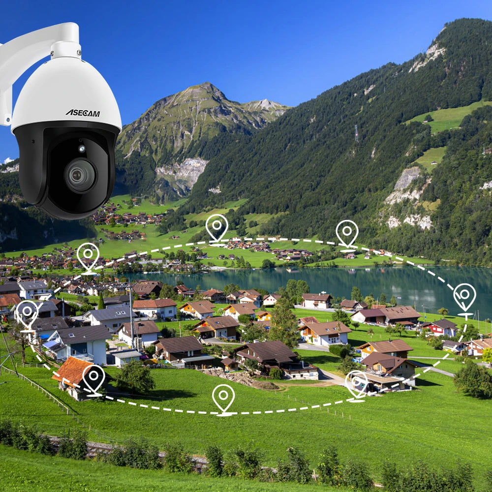 Cámara IP exterior 4K de 8 MP con PTZ, zoom 30x, varifocal, Onvif, H.265, domo, PoE, audio, IMX415, protocolo Hikvision.