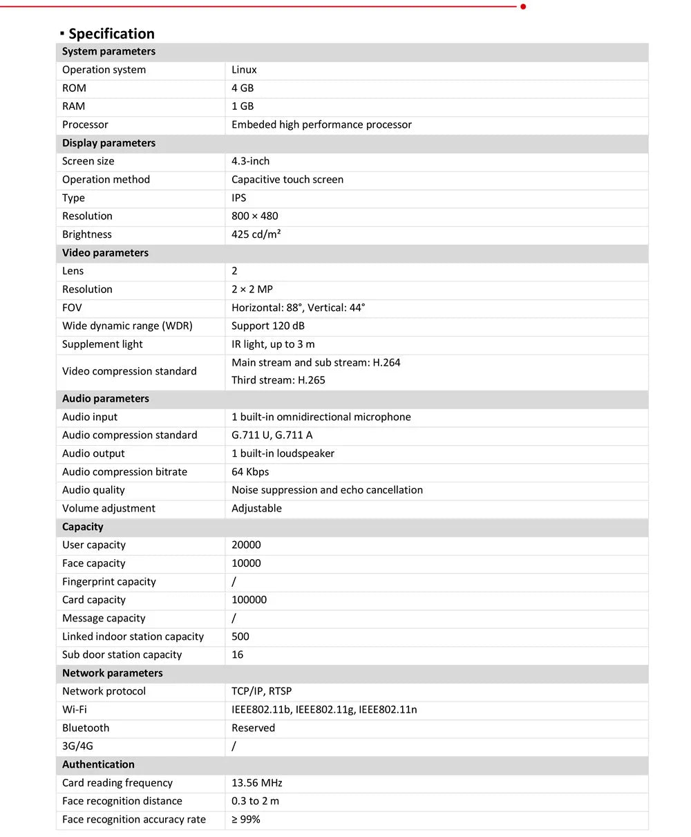 Estación de puerta IP Hikvision DS-KV9503-WBE1 con reconocimiento facial, Wi-Fi y alimentación PoE; Monitor inalámbrico para interiores DS-KH6350-WTE1.