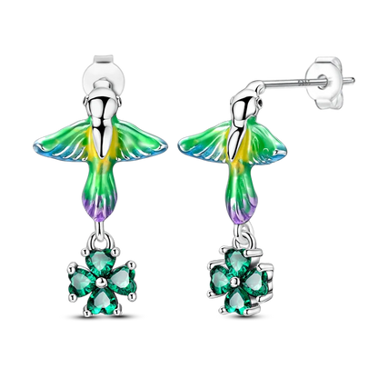 Pendientes brillantes de plata de ley S925 para mujer, con circonitas de colores, diseño de insecto, ideal como regalo de aniversario de boda.
