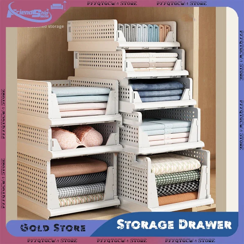 Organizador de ropa, organizador de armario, caja de almacenamiento, apilable, plegable, con cajón, cesta organizadora para juguetes, hogar y cocina.