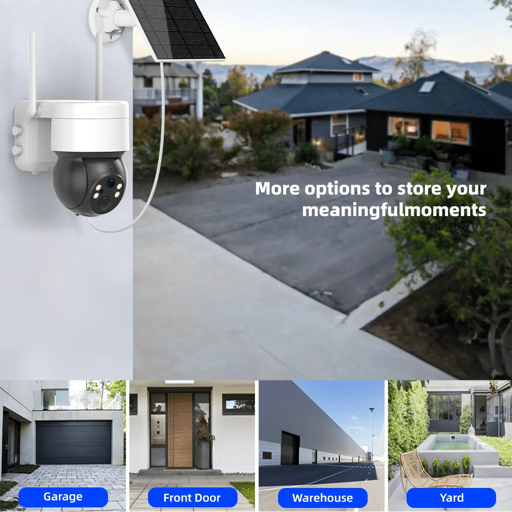 Cámara IP de seguridad inteligente Tuya SmartLife WIFI 3MP IP65 resistente al agua con seguimiento humano, visión nocturna a color y energía solar.