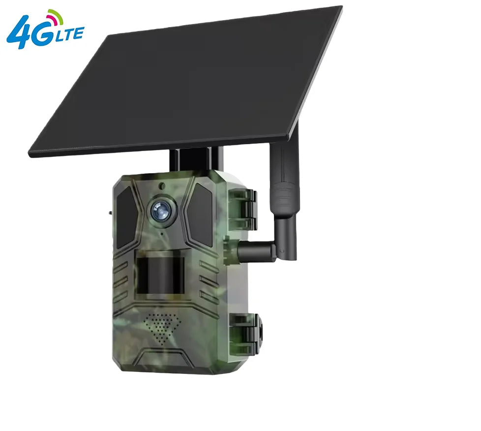 Cámara de rastreo 4G LTE con energía solar, 4MP, PIR, visión nocturna activada por movimiento, inalámbrica, celular, para caza de fauna silvestre Ucon