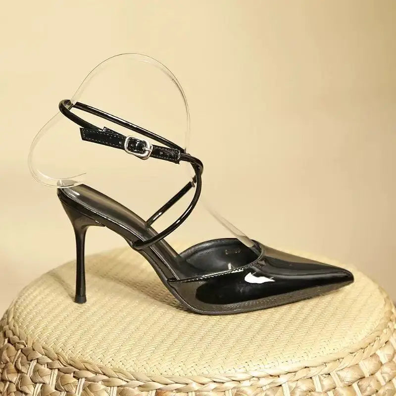 Sandalias de tacón alto con punta fina Ele Sexy para mujer, moda 2025, tacón fino, combinables con todo, punta abierta.