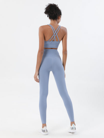 Women's Naked Feeling Sports Bra and Leggings Set - 2 Piece Gym Outfit for Fitness, Yoga Clothes Leggings and Tops Workout Suits