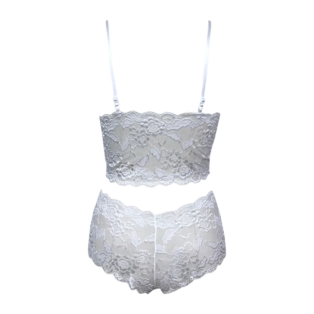 Conjunto de lencería sexy para mujer 2022, pantalones cortos de encaje negro, camiseta sin mangas de color liso, camisola, top de tubo, bragas, conjunto de lencería con estampado floral.