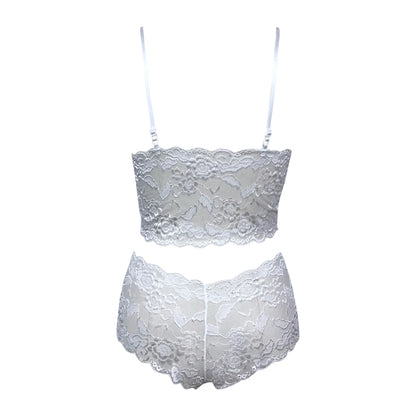 Conjunto de lencería sexy para mujer 2022, pantalones cortos de encaje negro, camiseta sin mangas de color liso, camisola, top de tubo, bragas, conjunto de lencería con estampado floral.