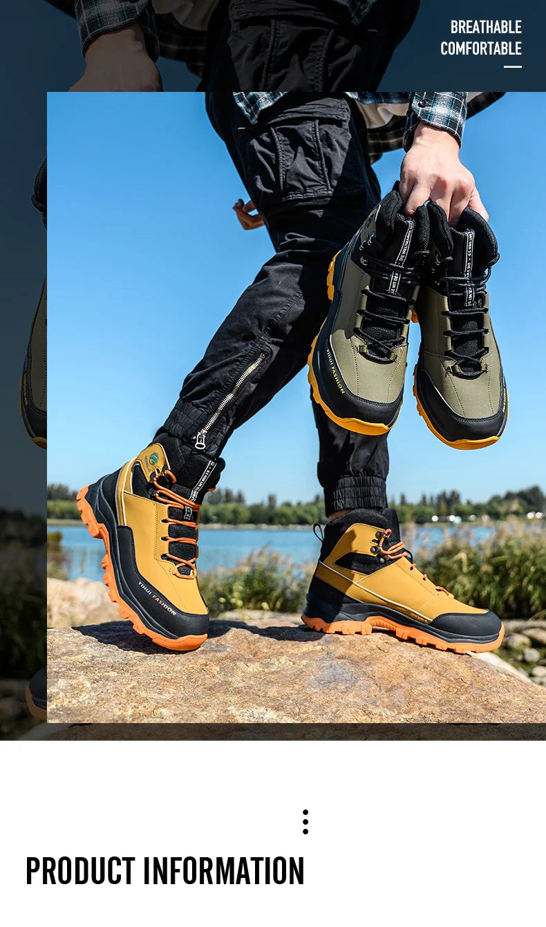 Botas de seguridad para hombre con puntera de acero, antigolpes y resistentes a perforaciones, de calidad europea.