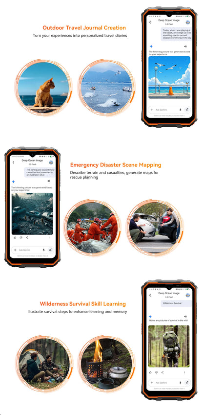 Teléfono resistente Blackview OSCAL Marine 2, 8 GB de RAM, 256 GB de almacenamiento, smartphone con IA, batería de 11000 mAh, pantalla HD+ de 6,56", procesador Unisoc T61, Android 15 y NFC.