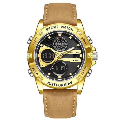 FOXBOX Relojes de lujo de moda para hombre, reloj de pulsera luminoso resistente al agua con fecha y doble horario para hombre, relojes de cuarzo para hombre, relojes masculinos
