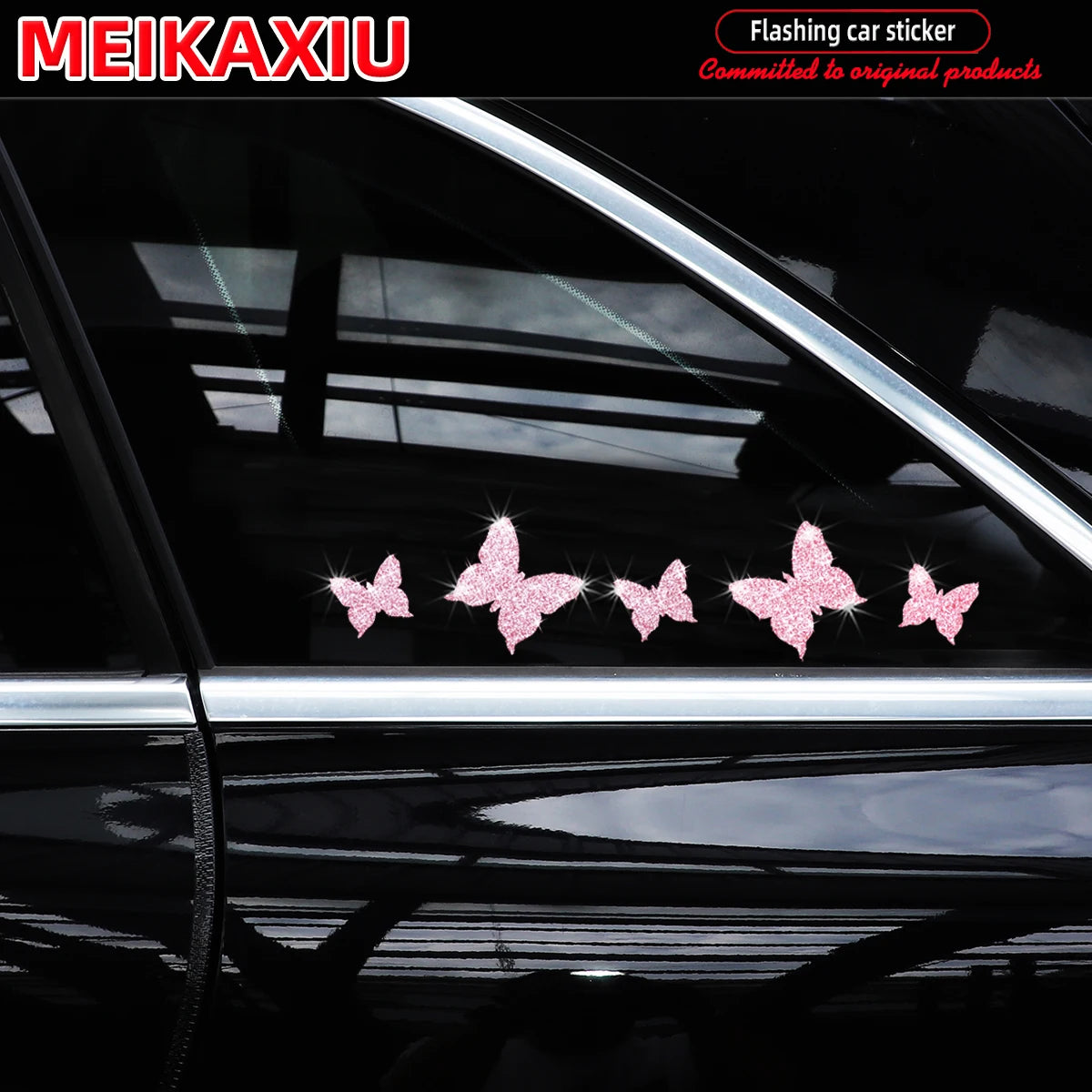 Nueva pegatina brillante con forma de mariposa para decoración de coche, pegatina para la puerta del coche.