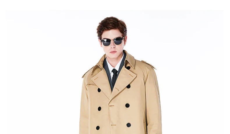 Super long windbreaker down liner  weatherproof men's trench coat British trend black trench coat men's casual coat