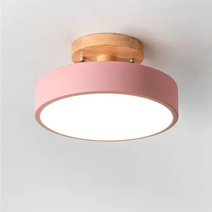 Lámparas de techo nórdicas para entrada, pasillo, balcón, madera, redondas, para guardarropa, comedor, estudio, dormitorio, baño, iluminación industrial.