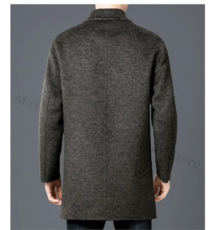 Chaqueta de lana de lujo para hombre Maxbarley, cuello de traje, abrigo ligero y cálido para trabajo, viajes informales, resistente al frío, mezcla de lana para invierno