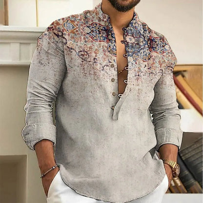 Camisa de lino de manga larga con botones, tela cómoda, tendencia urbana, primavera y otoño para hombre 2025