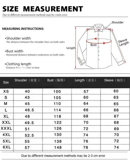 2025 Men's Spring and Summer Casual Long Sleeve Shirt/Men's Lapel Button Slim Casual Shirt Large Size XS-6XL High Quality
