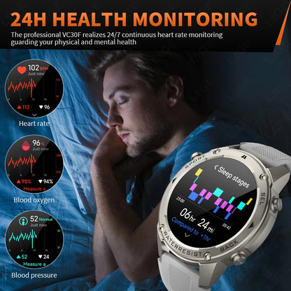 Nuevo reloj inteligente para exteriores para hombre, batería de larga duración de 500 mAh, pantalla AMOLED, resistente al agua hasta 5 ATM, monitor de ritmo cardíaco, GPS, reloj inteligente militar.