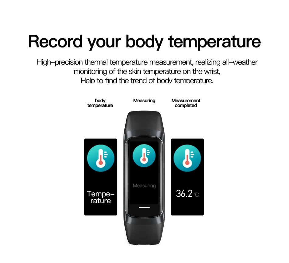 Reloj inteligente FOXBOX para hombre y mujer, resistente al agua IP67, con control de la temperatura corporal y rastreador de actividad física, LIGE