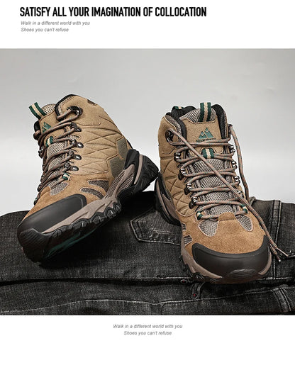 Botas de invierno HIKEUP para hombre, botas de senderismo para exteriores, de ante, de caña alta, impermeables, tácticas, de combate, militares.